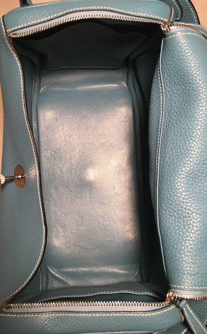 Hermes Blue Jean Clemence leather Lindy Bag