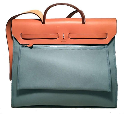 Hermes Blue Canvas Toile Herbag Tote