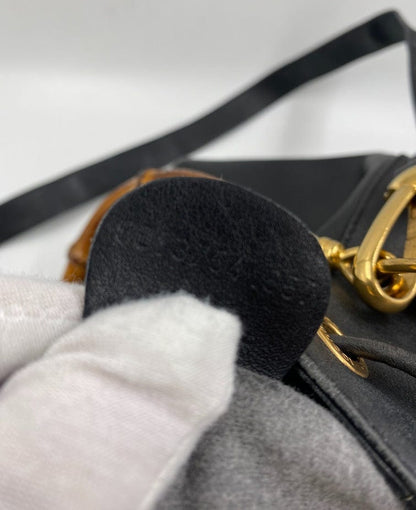 Gucci Black Bucket Bag with Bamboo Handles