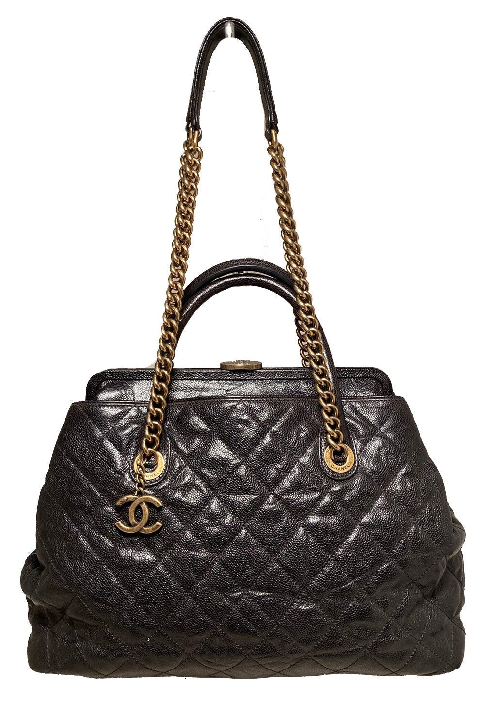 Chanel Glazed Caviar Large Frame Tote Bag