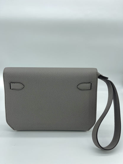 Hermes Kelly Depeches 25 Gris Etain Togo Calfskin Clutch