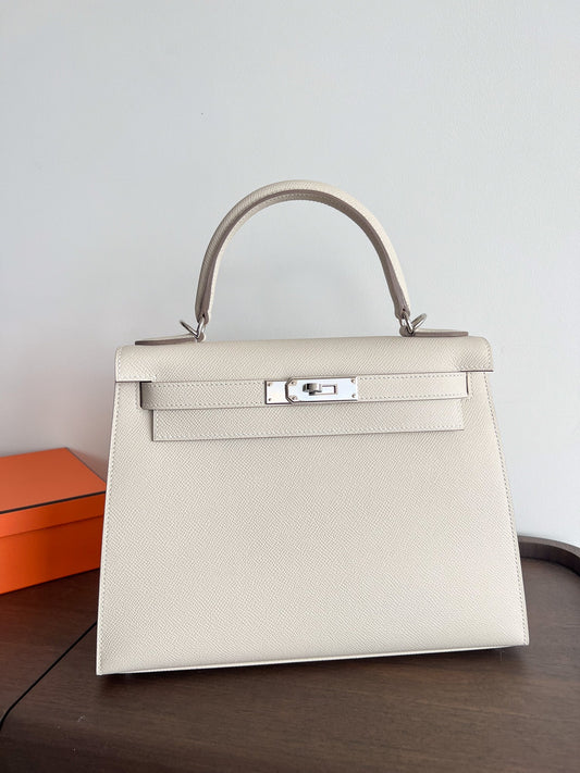 Hermès Kelly 28 Sellier Craie Epsom PHW