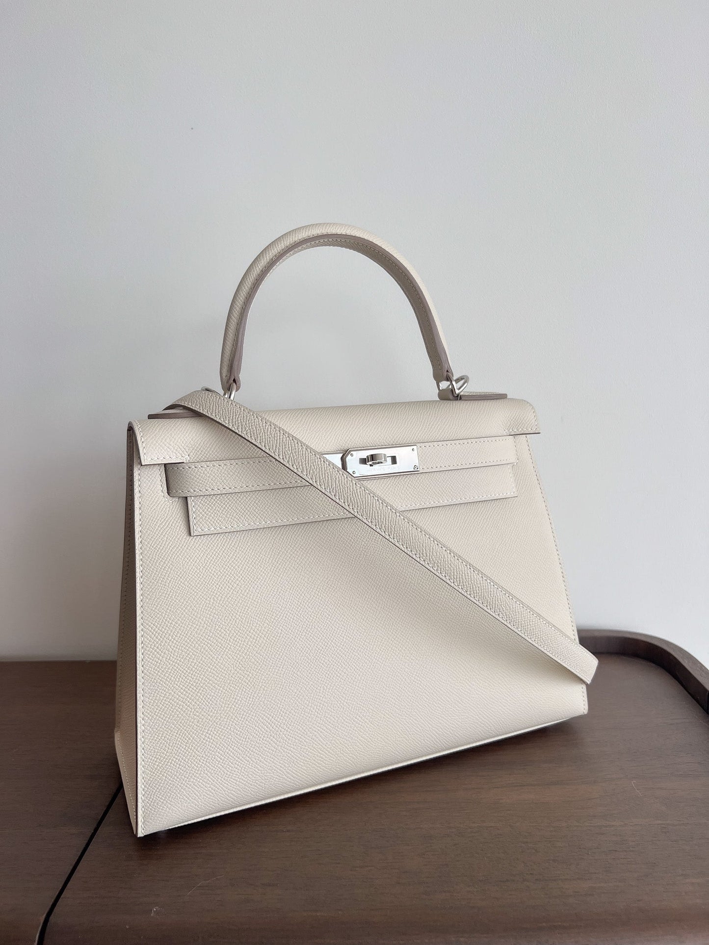 Hermès Kelly 28 Sellier Craie Epsom PHW