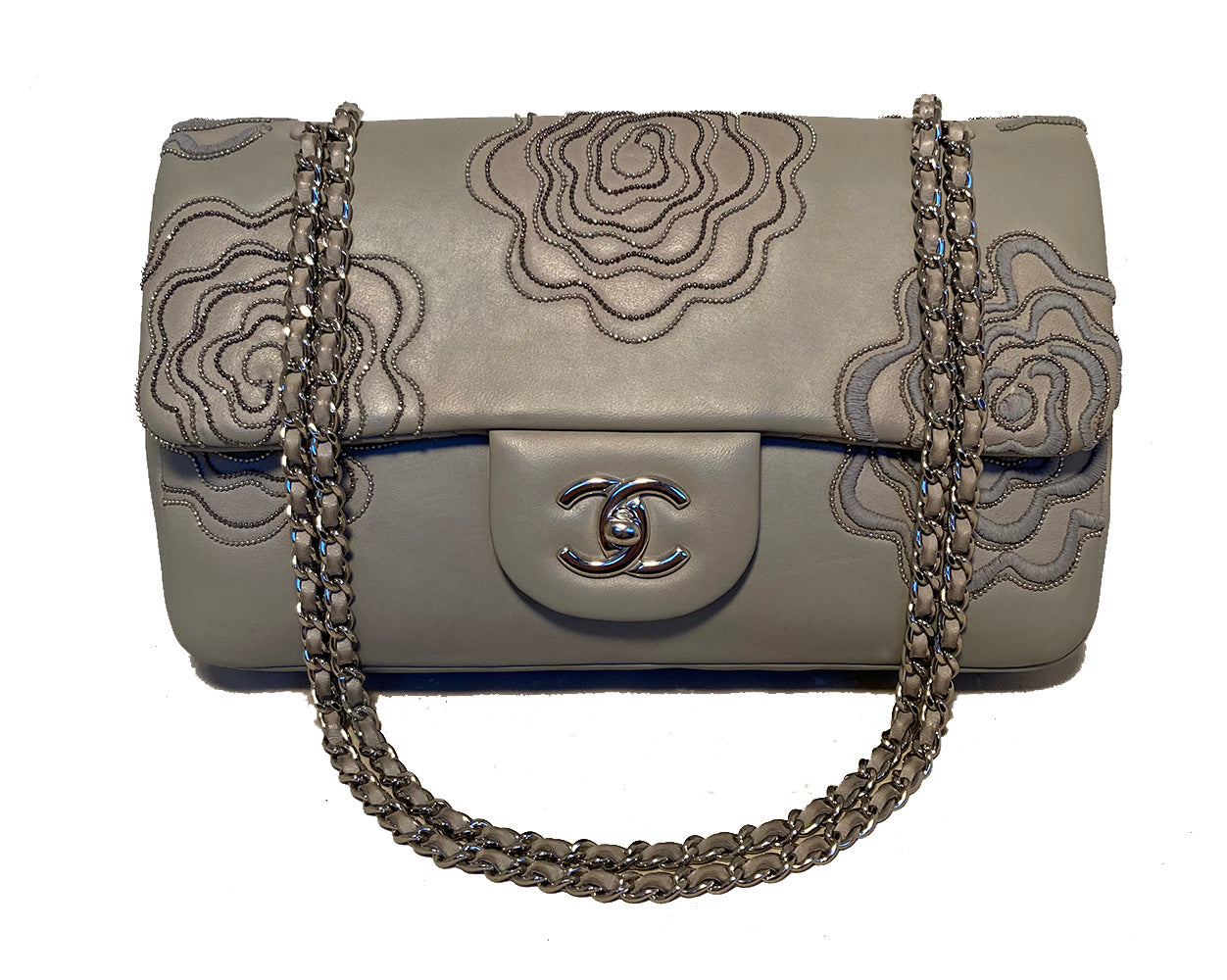 Chanel Camellia Follies Embroidered Medium Classic Flap