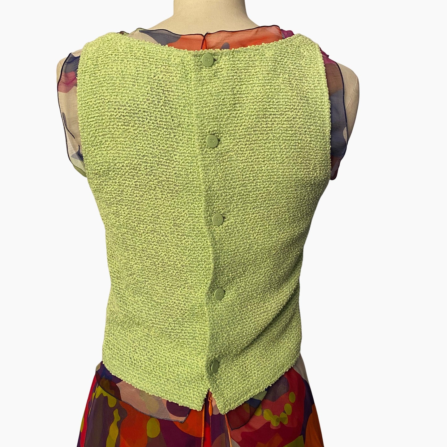 Chanel lime green floral top - XS - Spring 2000