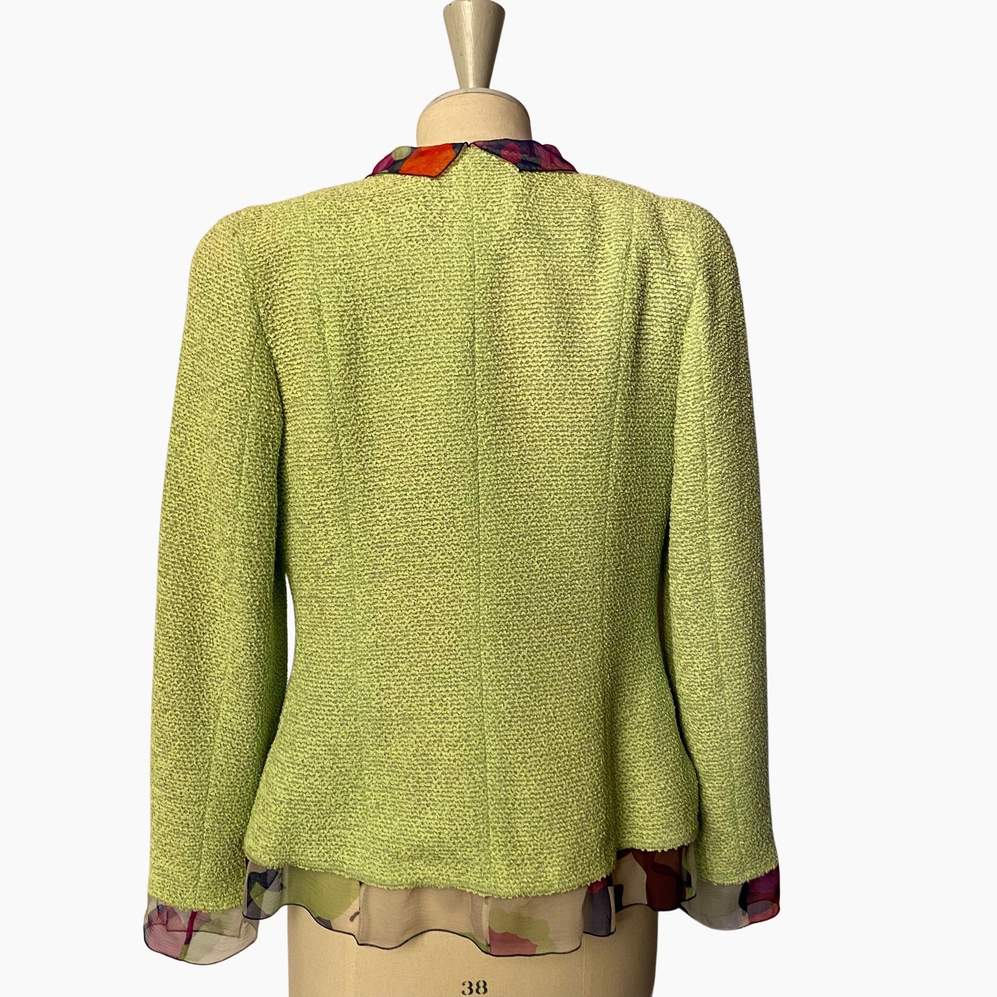 Chanel lime green floral jacket - XS - Spring 2000