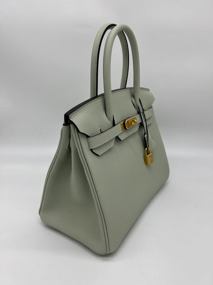 Hermes Birkin 30 Veau Togo Gris Neve Gold Hardware