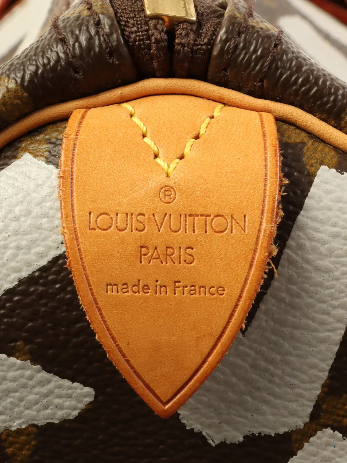 LOUIS VUITTON 2001 Made Canvas Monogram Gaffiti Keepall 50 Brown / White