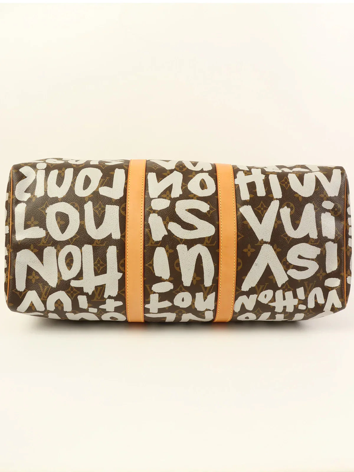 LOUIS VUITTON 2001 Made Canvas Monogram Gaffiti Keepall 50 Brown / White