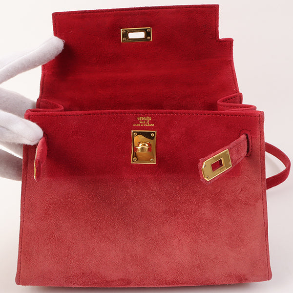 Hermes 1998 Made Debris Mini Kelly Bag Rouge Grenat