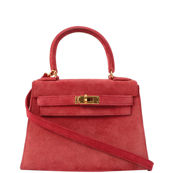 Hermes 1998 Made Debris Mini Kelly Bag Rouge Grenat