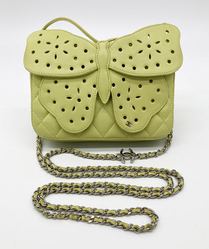 Chanel Lime Green Butterfly Classic Flap Bag