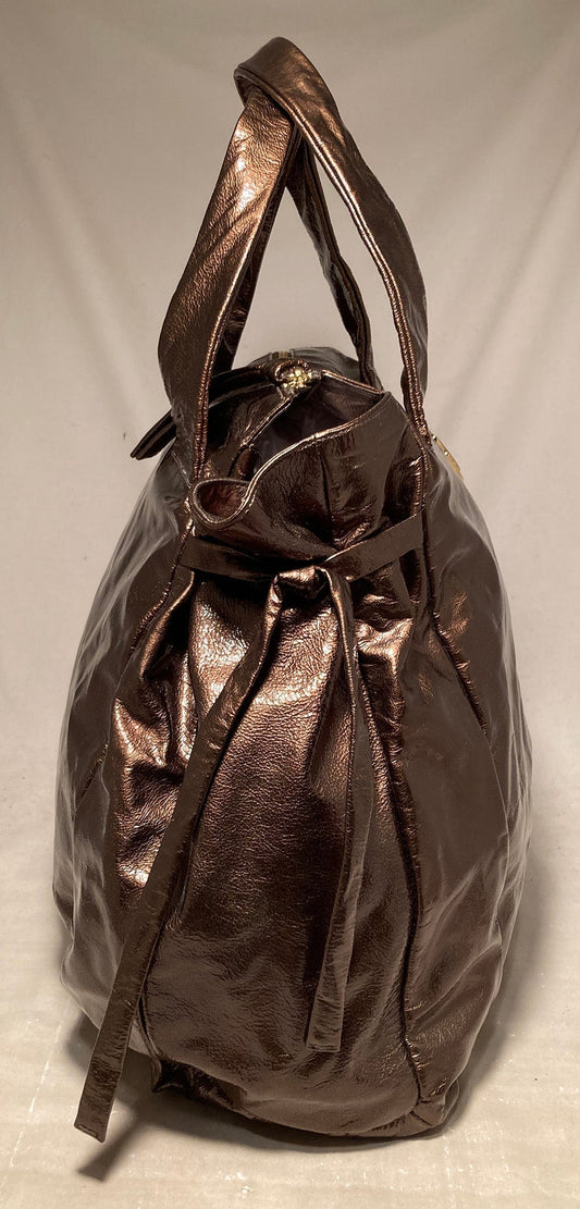 Gucci Bronze Patent Leather Hysteria Bag