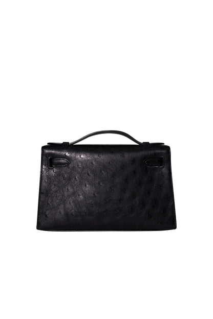 Hermes pochette Kelly mini black ostrich