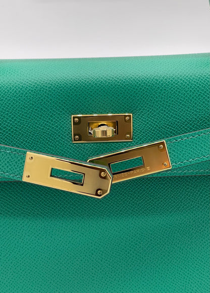 Hermes Kelly 28 Sellier Epsom Vert Jade Gold Hardware