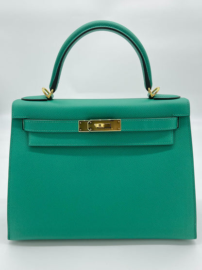 Hermes Kelly 28 Sellier Epsom Vert Jade Gold Hardware