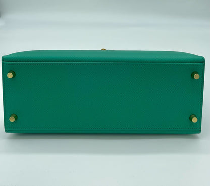 Hermes Kelly 28 Sellier Epsom Vert Jade Gold Hardware