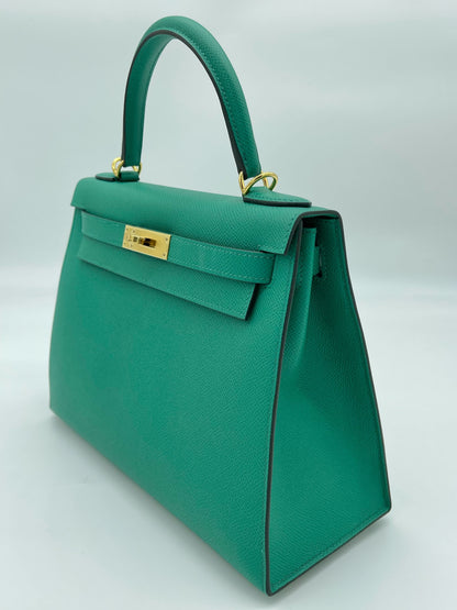 Hermes Kelly 28 Sellier Epsom Vert Jade Gold Hardware