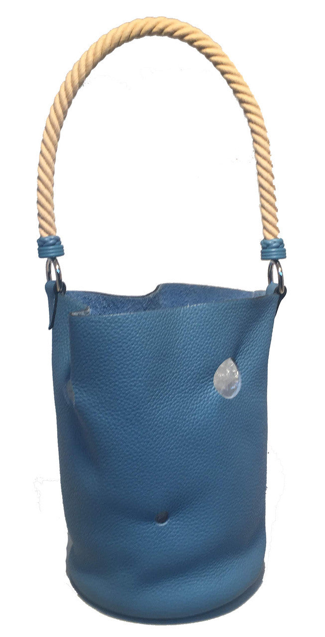 Hermes Mangeoire Blue Jean Taurillon Clemence Leather Rope Handle Bucket Bag