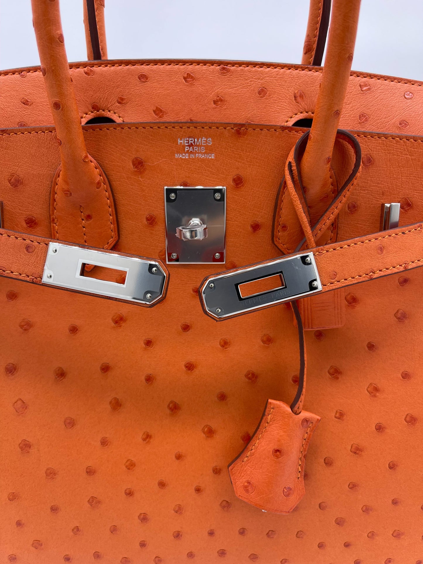 Hermes Birkin 30 Ostrich 5K Tangerine Palladium Hardware