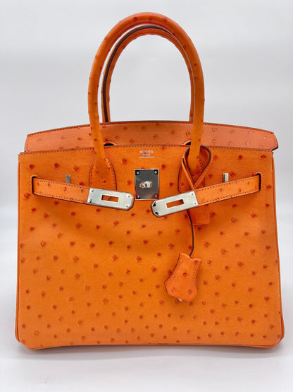 Hermes Birkin 30 Ostrich 5K Tangerine Palladium Hardware