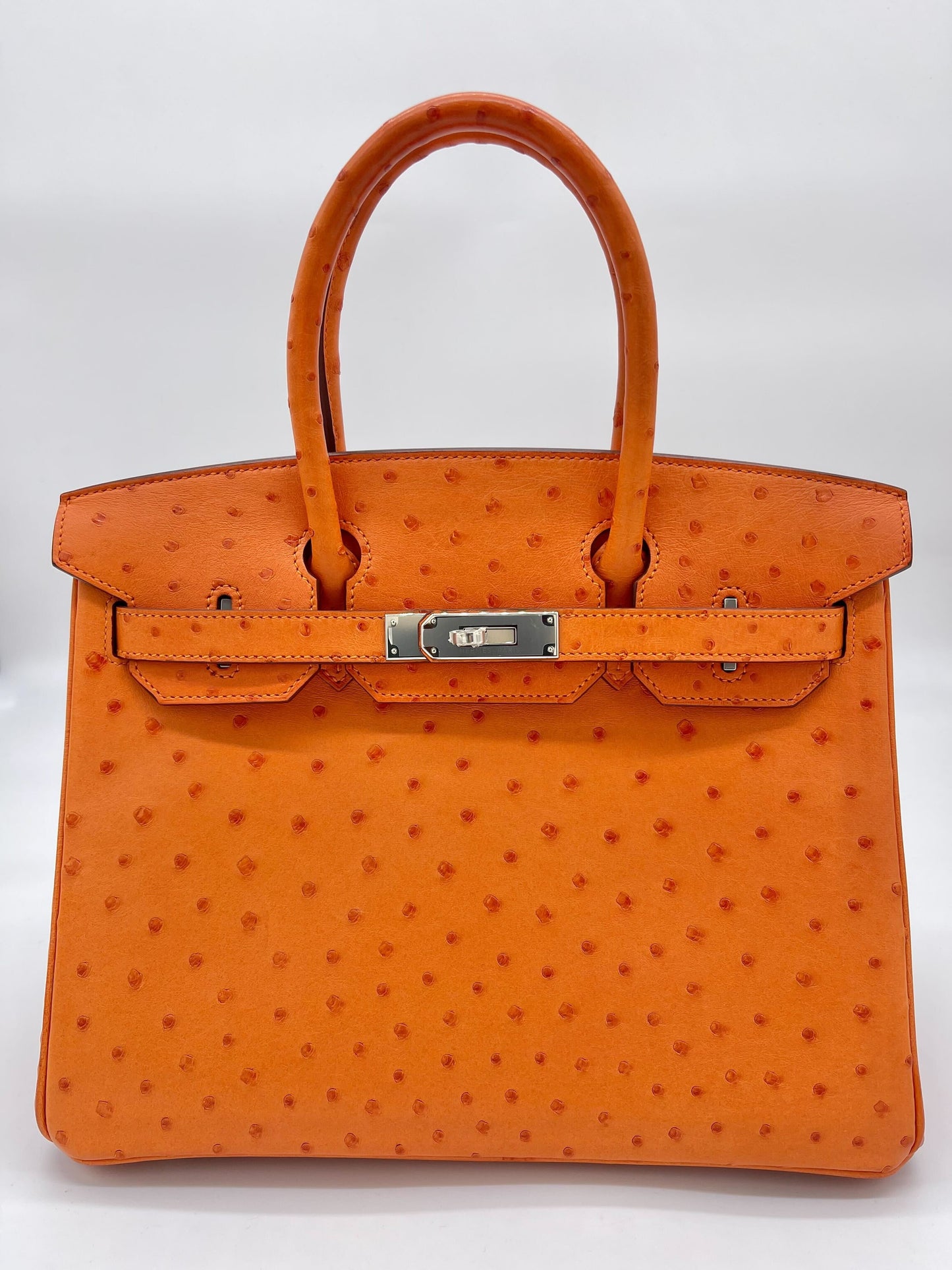 Hermes Birkin 30 Ostrich 5K Tangerine Palladium Hardware