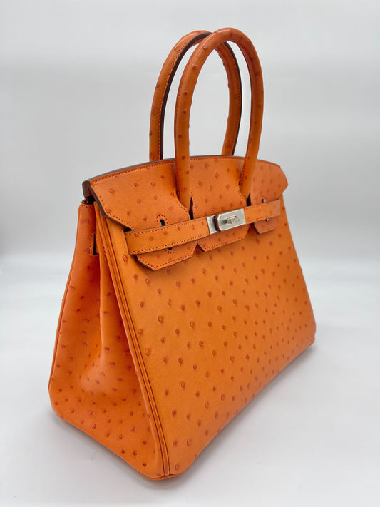 Hermes Birkin 30 Ostrich 5K Tangerine Palladium Hardware