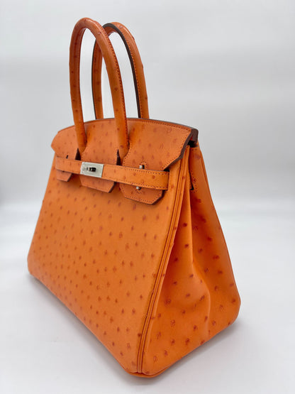 Hermes Birkin 30 Ostrich 5K Tangerine Palladium Hardware