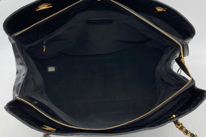 Vintage Chanel Black Patent XL Weekender Super Model Tote