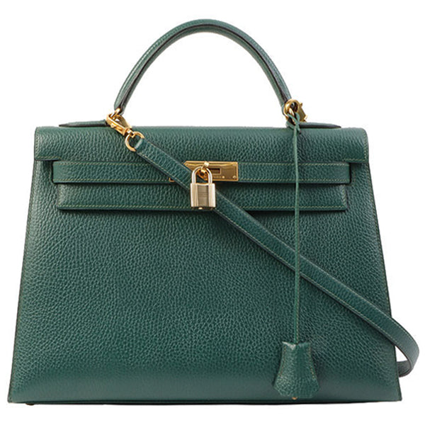 Hermes 1993 Made Kelly Bag 32Cm Green