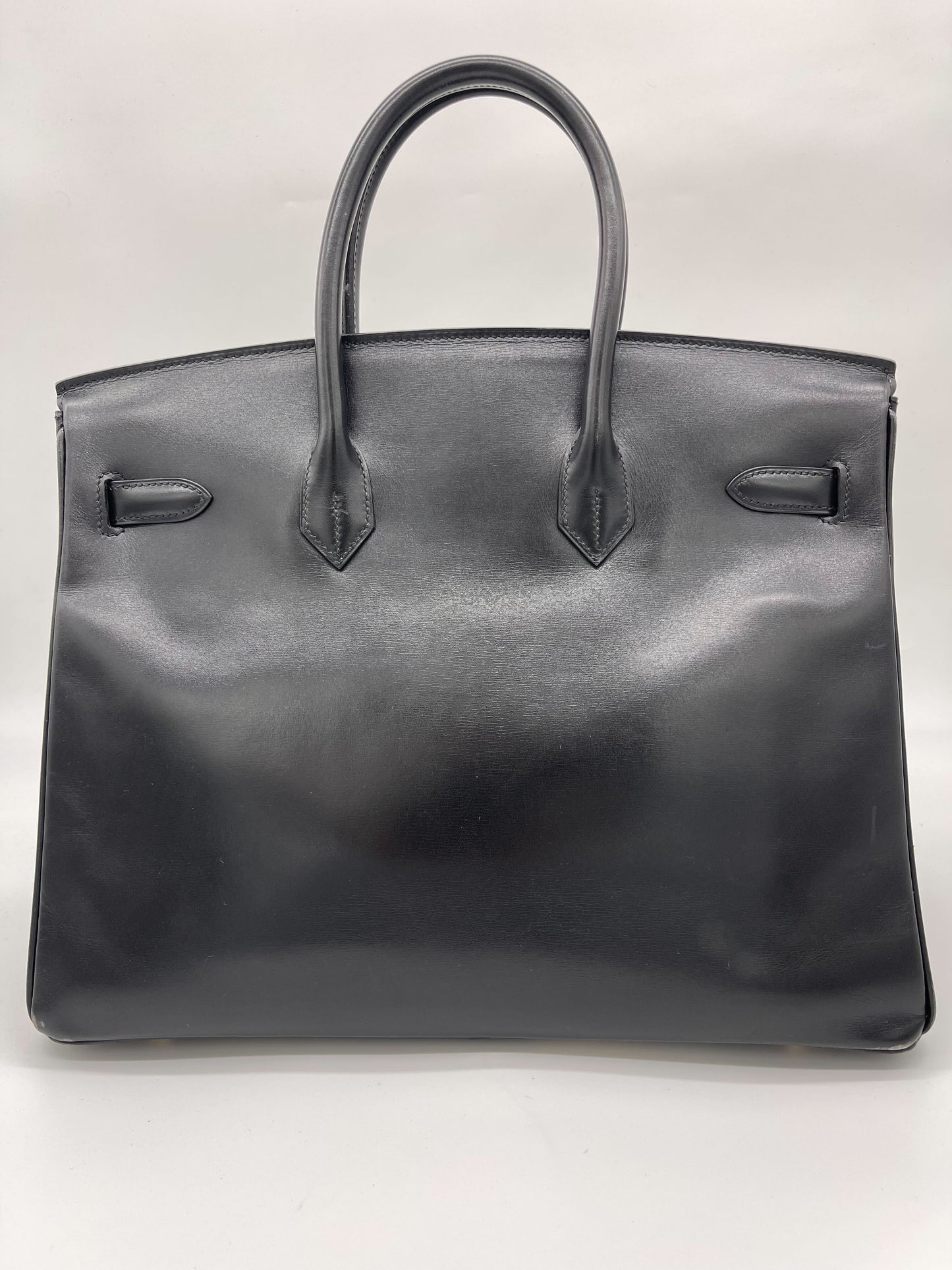 Hermes Birkin 35 Noir Box Leather Gold Hardware