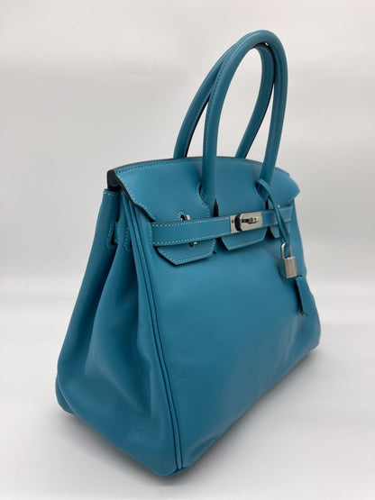 Hermes Birkin 30 Bleu Jean Palladium Hardware