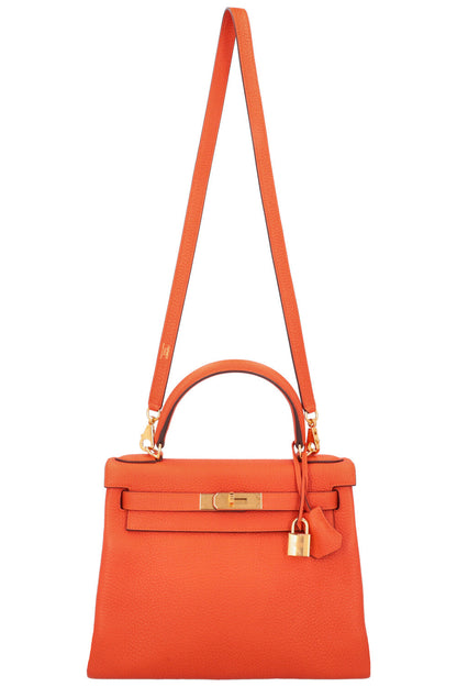 HERMES Kelly 28 Clemence Feu