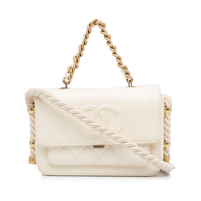 Chanel En Vogue Flap Bag White Calfskin Gold