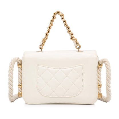 Chanel En Vogue Flap Bag White Calfskin Gold