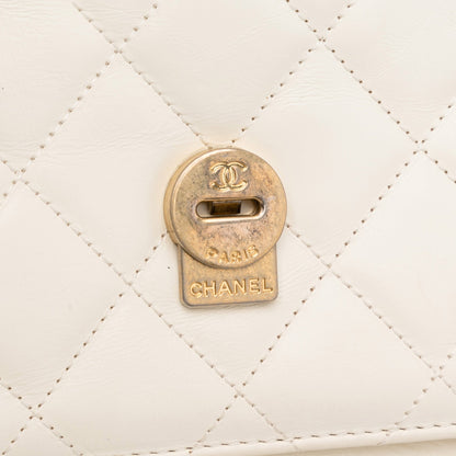 Chanel En Vogue Flap Bag White Calfskin Gold