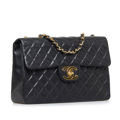 Chanel Classic Single Flap Maxi Black Lambskin Gold