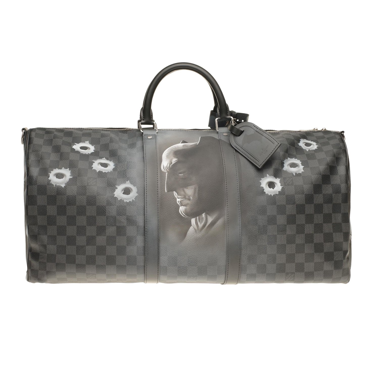 Louis Vuitton  NEW Keepall 55 damier graphite strap customized "BATBag II"!