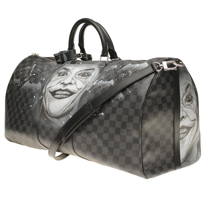 Louis Vuitton  NEW Keepall 55 damier graphite strap customized "BATBag II"!