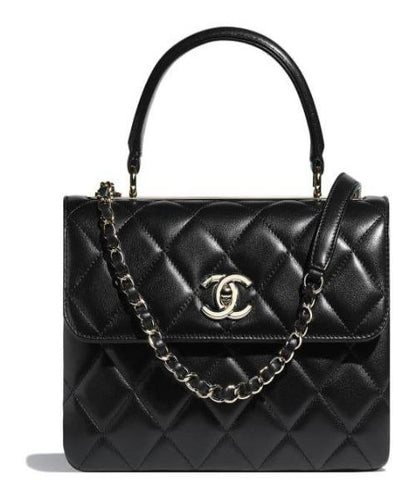 Chanel Small Flap Bag With Top Handle Black-SiLouis Vuitton er