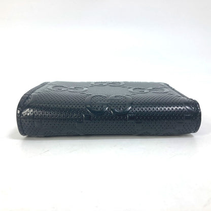 GUCCI Coin case 657571 leather black GG emboss L-shaped fastener mens Secondhand