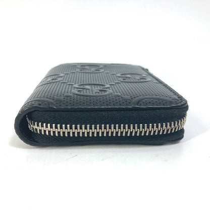 GUCCI Coin case 657571 leather black GG emboss L-shaped fastener mens Secondhand