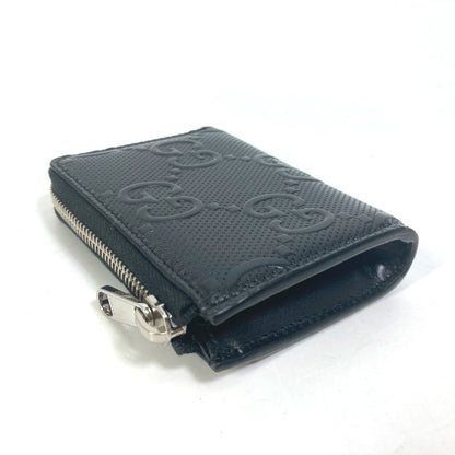 GUCCI Coin case 657571 leather black GG emboss L-shaped fastener mens Secondhand