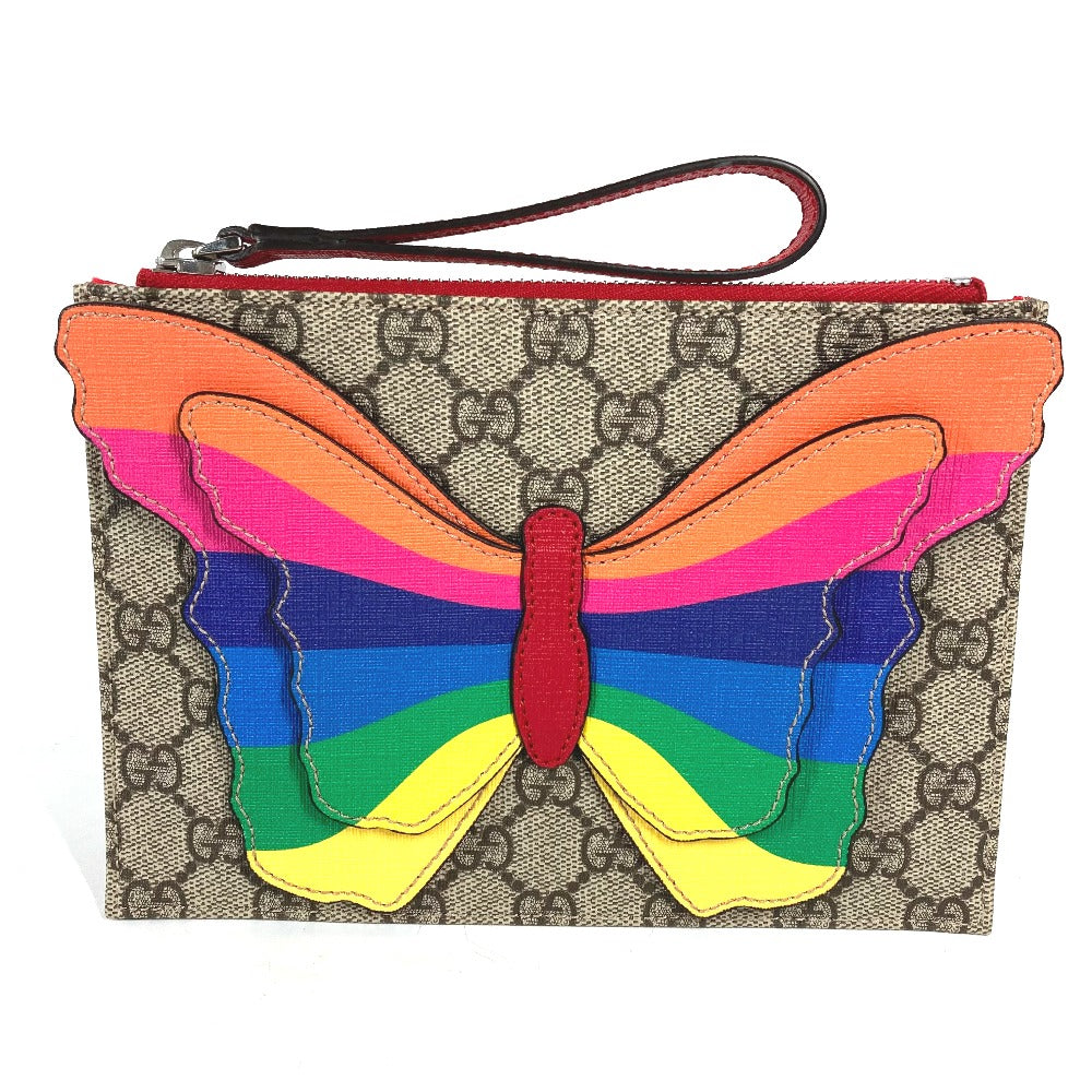 GUCCI Clutch bag 550781 GG Supreme Canvas beige GG Supreme Butterfly Women Used