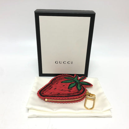 GUCCI Coin case 576493 PVC canvas Red Strawberry Women Used