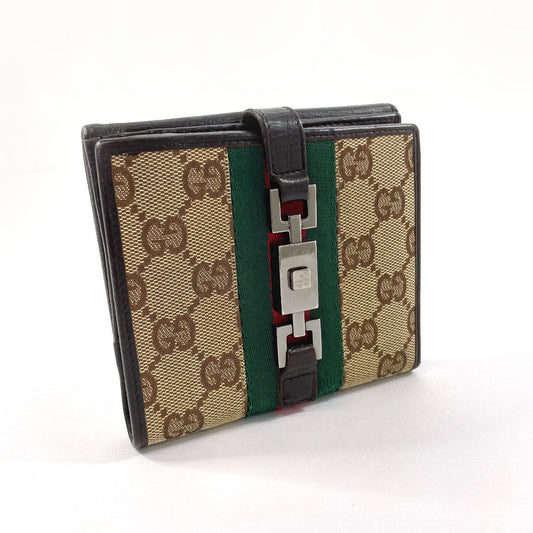 GUCCI Bifold Wallet 05474 GG canvas Brown Sherry line Jackie  Used