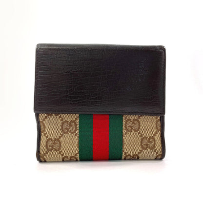 GUCCI Bifold Wallet 05474 GG canvas Brown Sherry line Jackie  Used