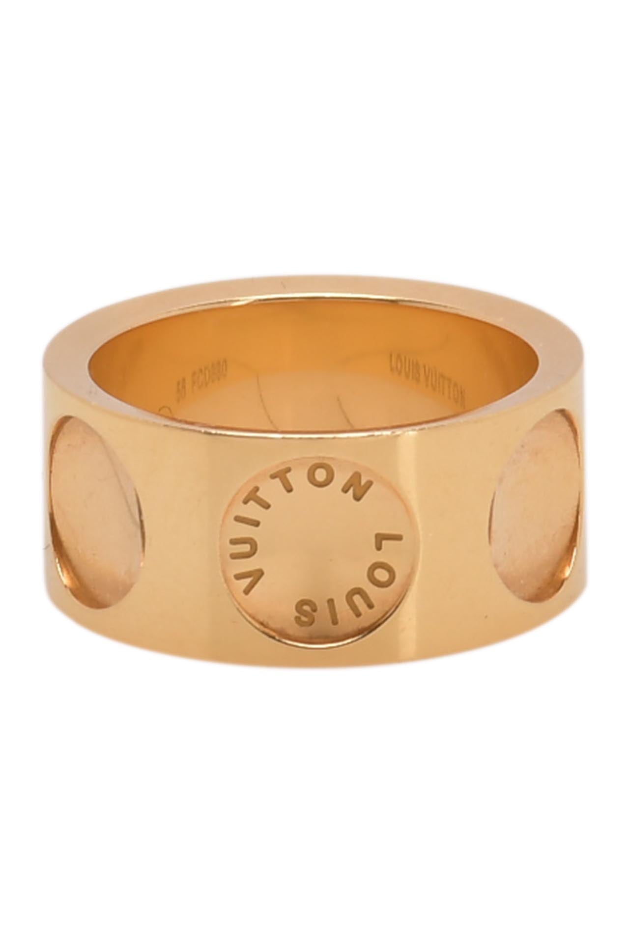 Louis Vuitton  Empreinte 18K Yellow Gold Wide Band Ring