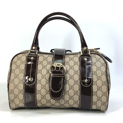 GUCCI Boston Duffel bag 203516 GG Supreme Canvas beige Handbag GG ribbon plate Women Secondhand