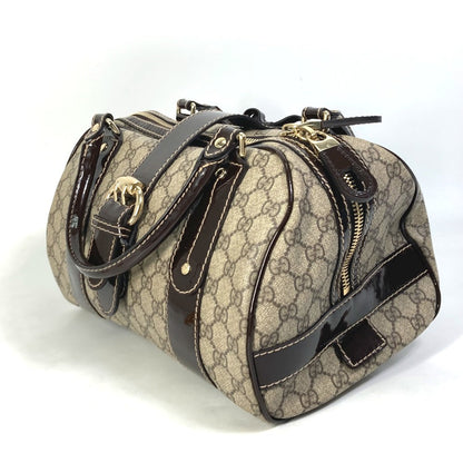 GUCCI Boston Duffel bag 203516 GG Supreme Canvas beige Handbag GG ribbon plate Women Secondhand